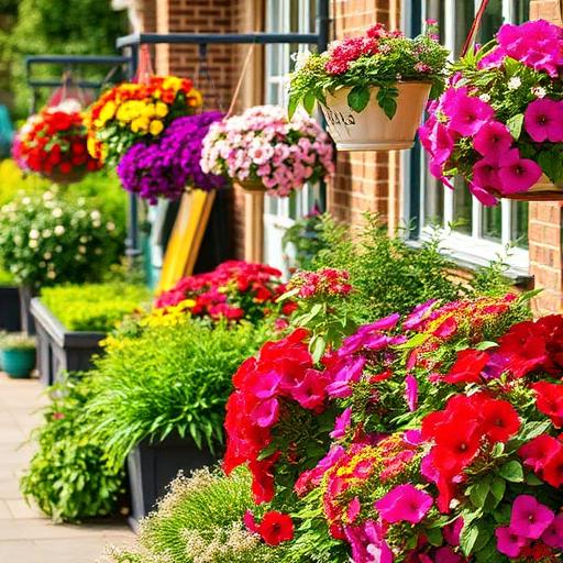 Colourful hanging baskets and patio plants in bloom for the YouGarden bank holiday sale